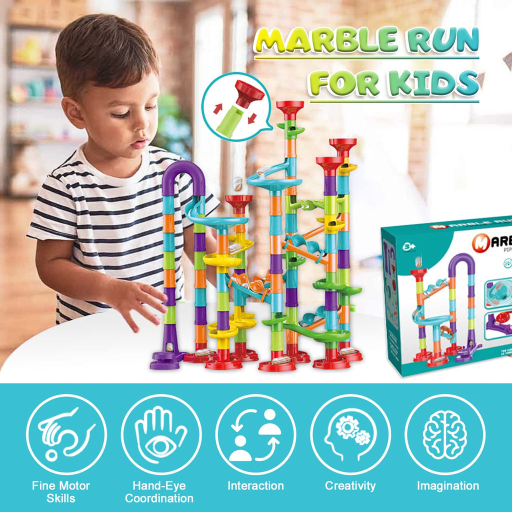 Yunnyp 113PCS Marble Run Race Coaster Set,Marble Run for Kids Ages 4-8 - Maze Game DIY Educational Playset Birthday Gift for Ages 3+
