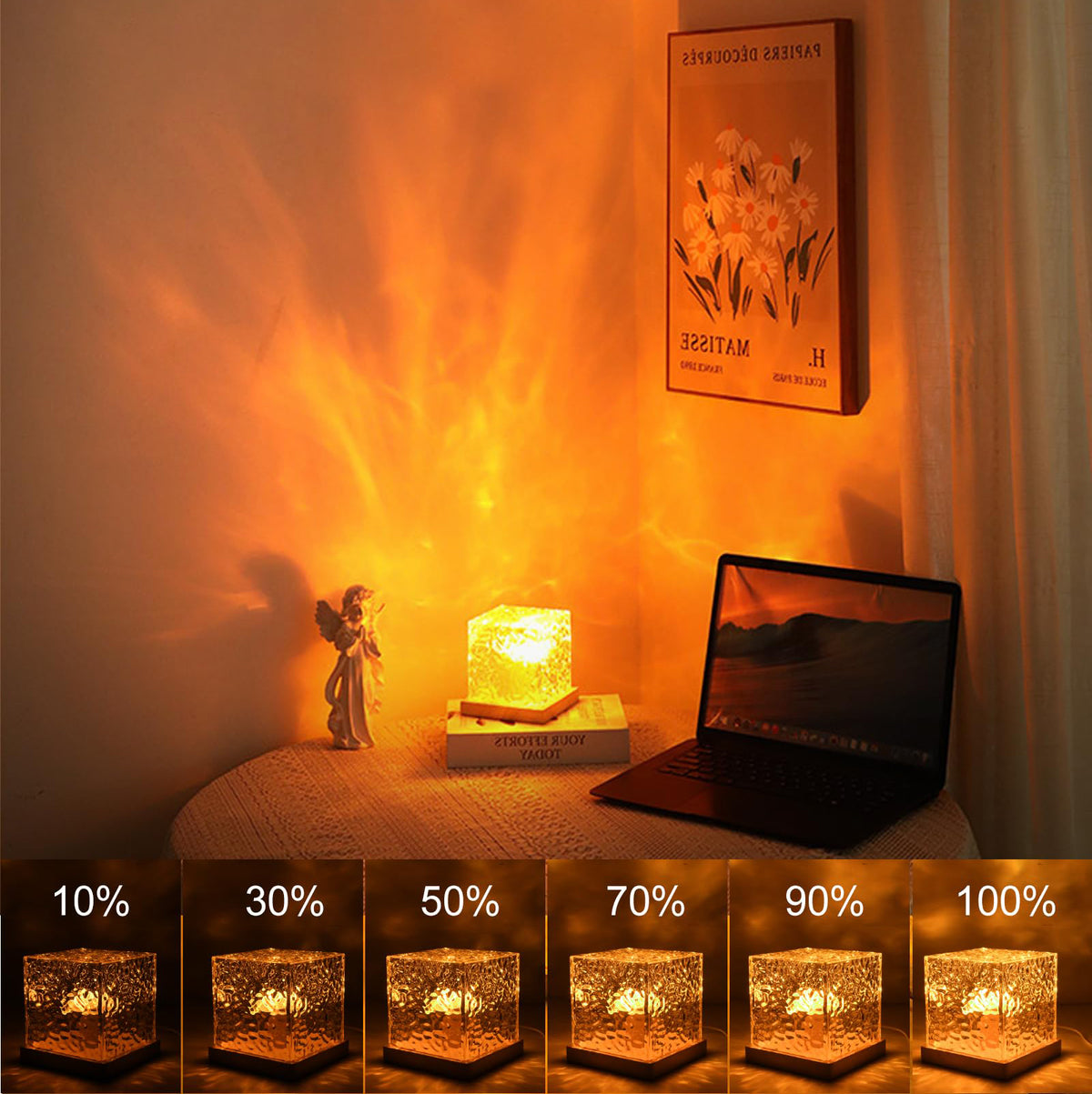 Yunnyp Night Light Projector,16 Colors Gradual Rotating with Remote Control ,Wave Night Light for Bedroom Office Restaurant Ideal Birthday Gifts for All