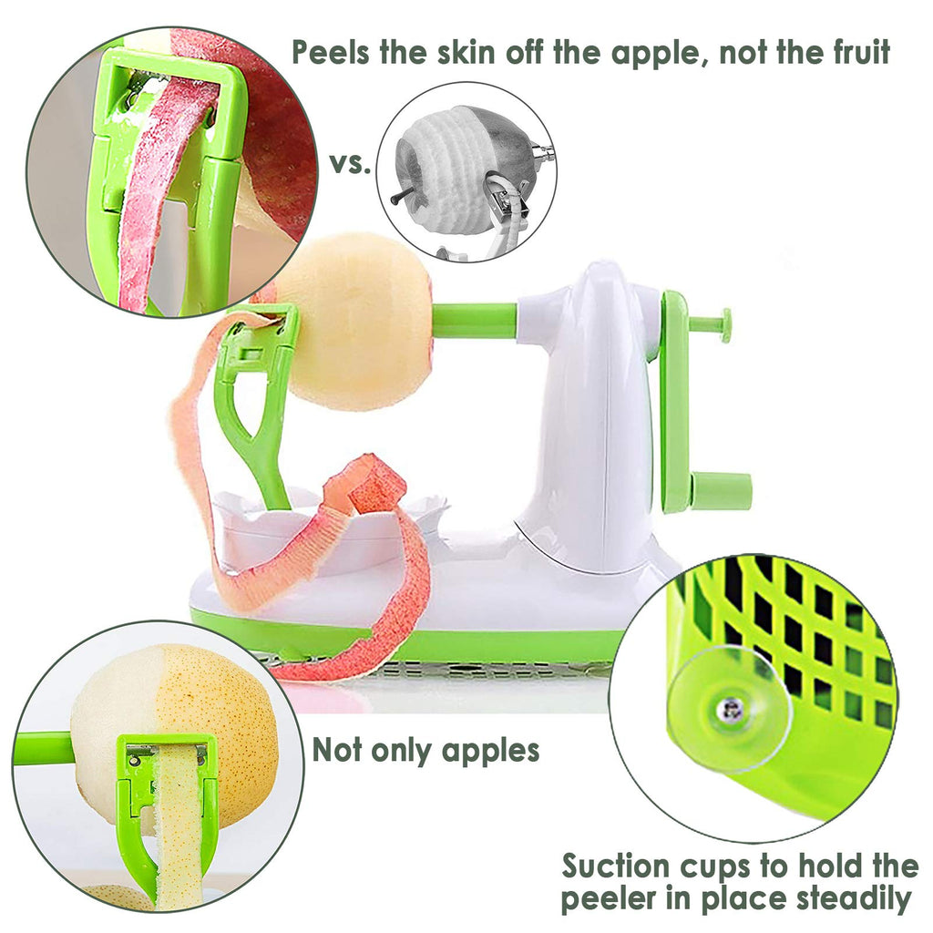 HechoVinen Potato Apple Peeler Corer Slicer Cutter Chopper Pear Fruit Easy Cut Cutter Kitchen Tool, Stainless Steel Blades Apple Cut