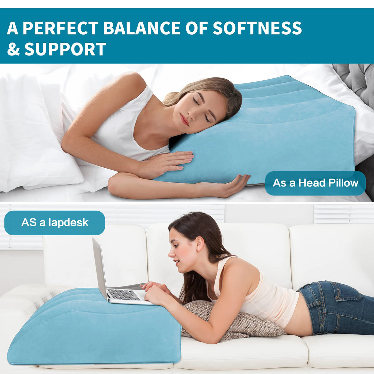 Yunnyp Inflatable Leg Rest, Leg Wedge Pillow for Raising Legs and Kneehelps Relieve Edema - Improves Blood Circulation, Light and Portable