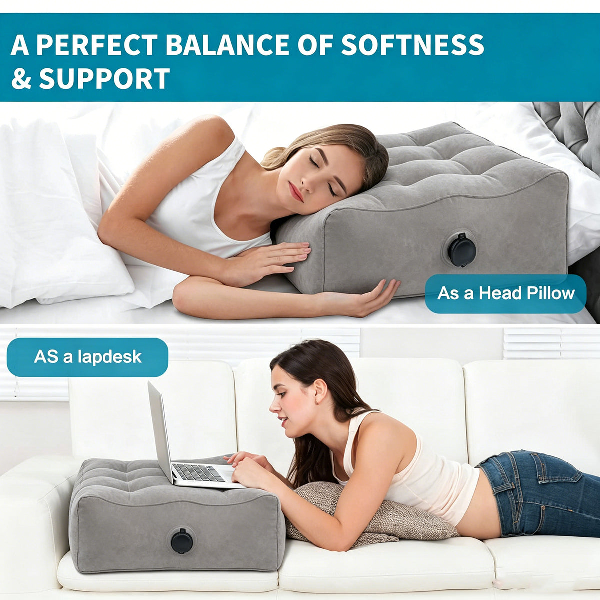Yunnyp Leg Elevation Pillow, Inflatable Portable Wedge Pillow, Improve Blood Circulation and Reduce Swelling, Use During Recovery from Surgery and Injury, Rest with Elevated Feet, Pregnant Women