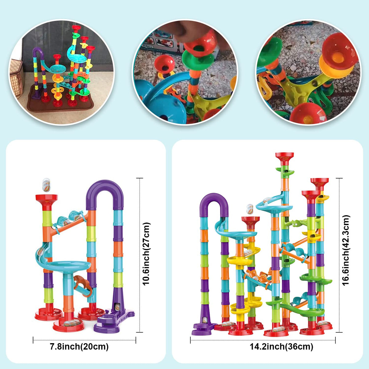 Yunnyp 113PCS Marble Run Race Coaster Set,Marble Run for Kids Ages 4-8 - Maze Game DIY Educational Playset Birthday Gift for Ages 3+