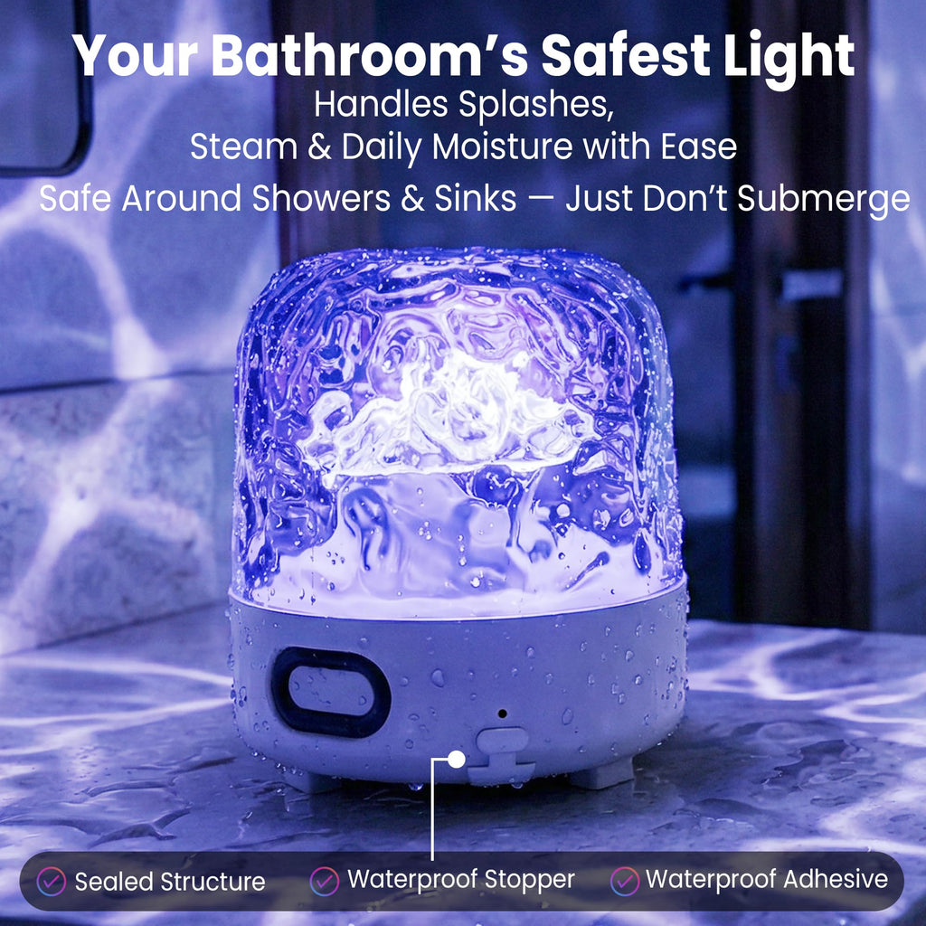 Yunnyp Shower Lamp with Bluetooth Speaker, Waterproof Shower Lamp, 16 Colors Ocean Wave Projector Light with Remote & Touch Control, Music Lamps for Inside Shower Bathroom Bathtub