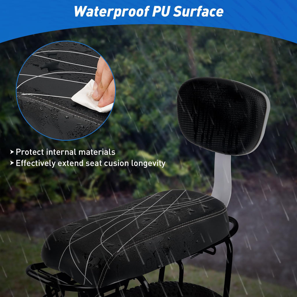 Yunnyp Bike Rear Seat Kit for Adults, Safety Carrier Bicycle Seat, Including Cushion and Backrest, Armrest Handrail, Footrests, Bell, Rear Bicycle Seat