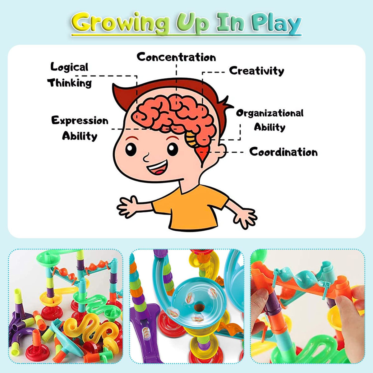 Yunnyp 113PCS Marble Run Race Coaster Set,Marble Run for Kids Ages 4-8 - Maze Game DIY Educational Playset Birthday Gift for Ages 3+
