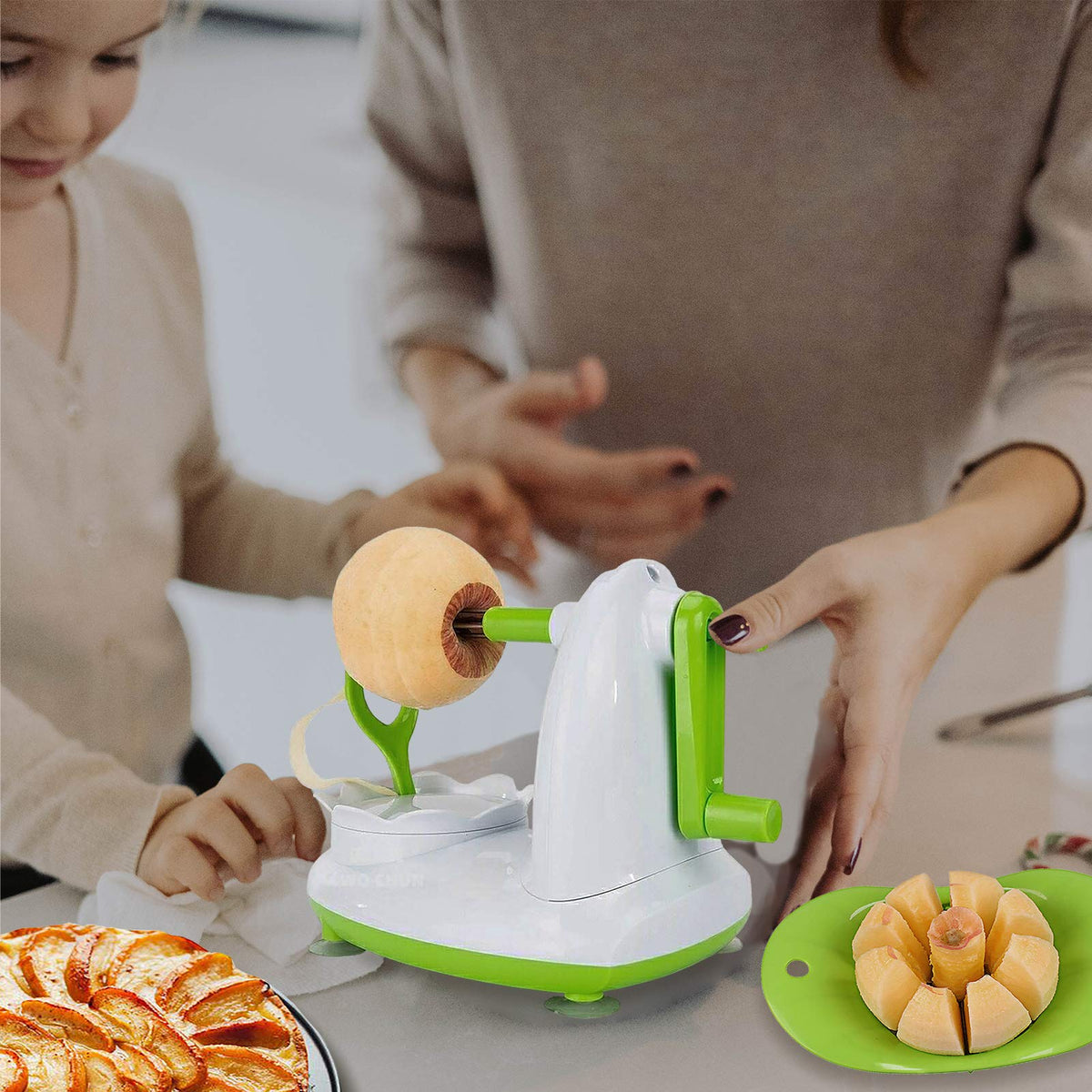 HechoVinen Potato Apple Peeler Corer Slicer Cutter Chopper Pear Fruit Easy Cut Cutter Kitchen Tool, Stainless Steel Blades Apple Cut