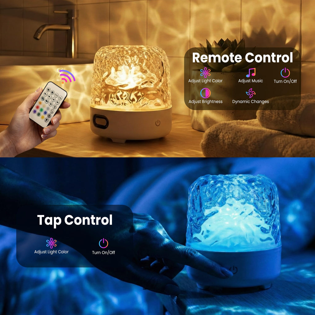 Yunnyp Shower Lamp with Bluetooth Speaker, Waterproof Shower Lamp, 16 Colors Ocean Wave Projector Light with Remote & Touch Control, Music Lamps for Inside Shower Bathroom Bathtub