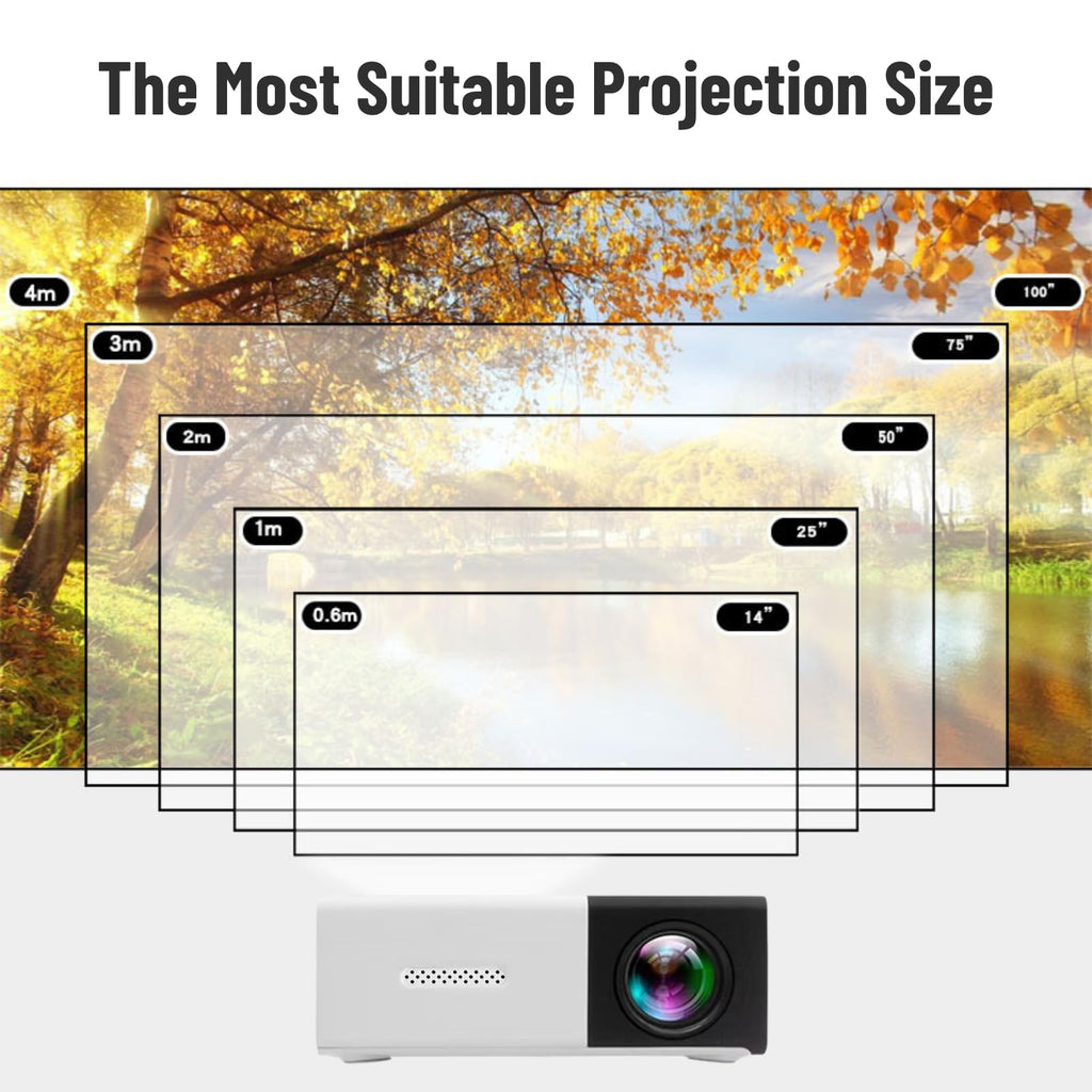 Yunnyp Mini Projector 1080P Portable Projector, Small Movie Proyector for Home Theater/Car Cinema, Support Audio/USB/AV/TF for PS4 Laptop TV