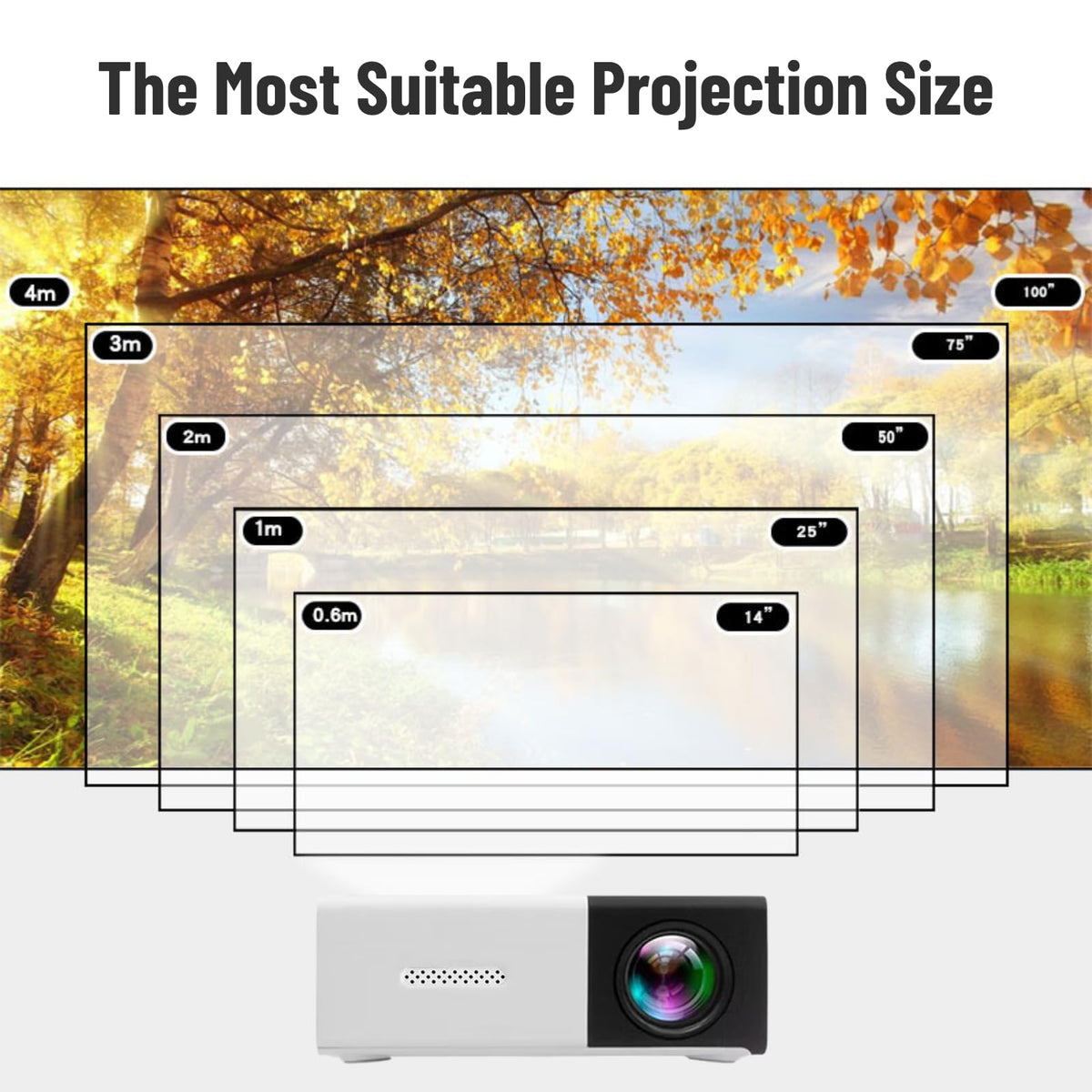 Yunnyp Mini Projector 1080P Portable Projector, Small Movie Proyector for Home Theater/Car Cinema, Support Audio/USB/AV/TF for PS4 Laptop TV