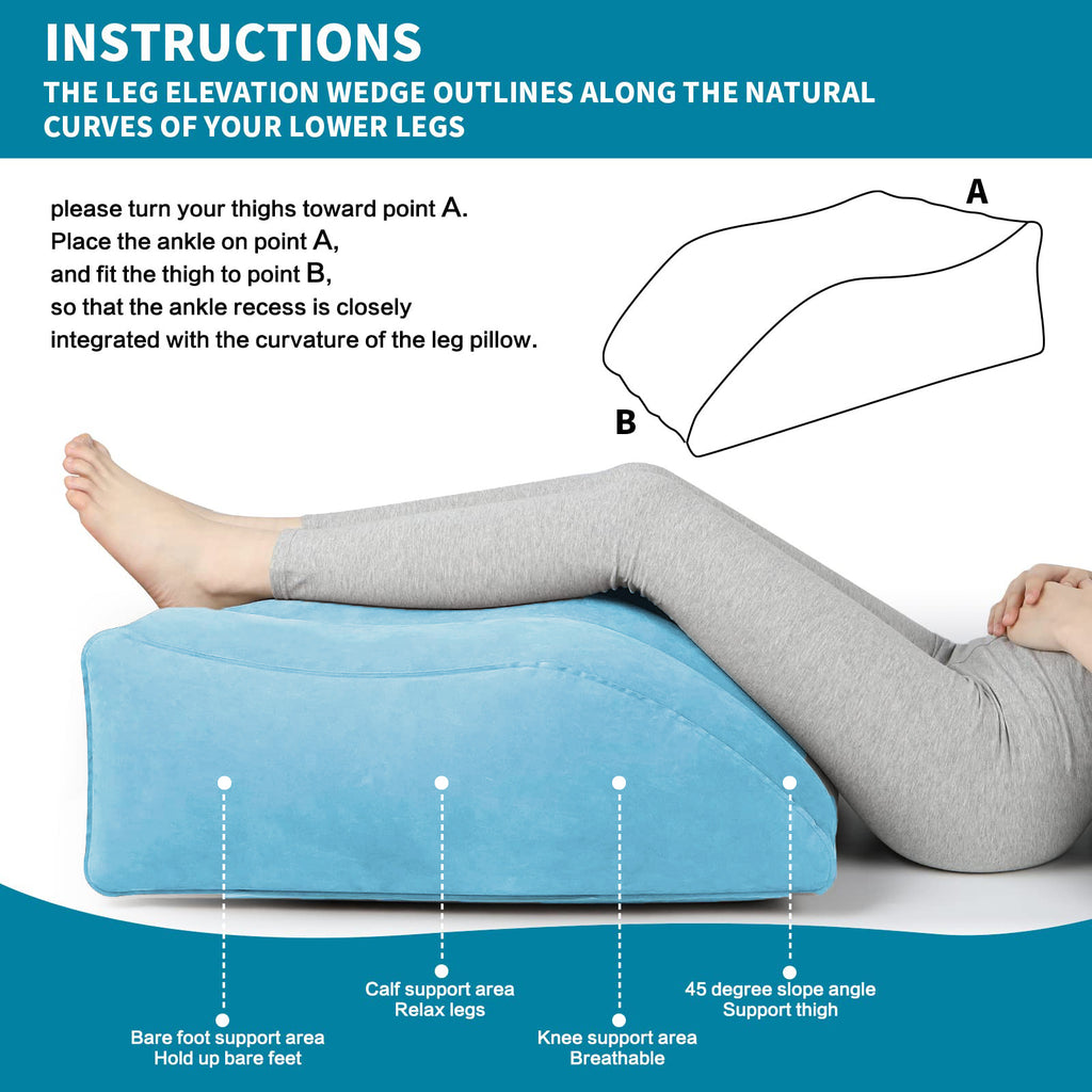 Yunnyp Inflatable Leg Rest, Leg Wedge Pillow for Raising Legs and Kneehelps Relieve Edema - Improves Blood Circulation, Light and Portable