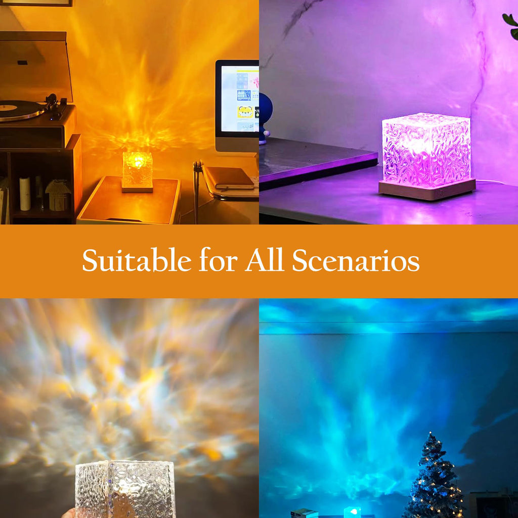 Yunnyp Night Light Projector,16 Colors Gradual Rotating with Remote Control ,Wave Night Light for Bedroom Office Restaurant Ideal Birthday Gifts for All