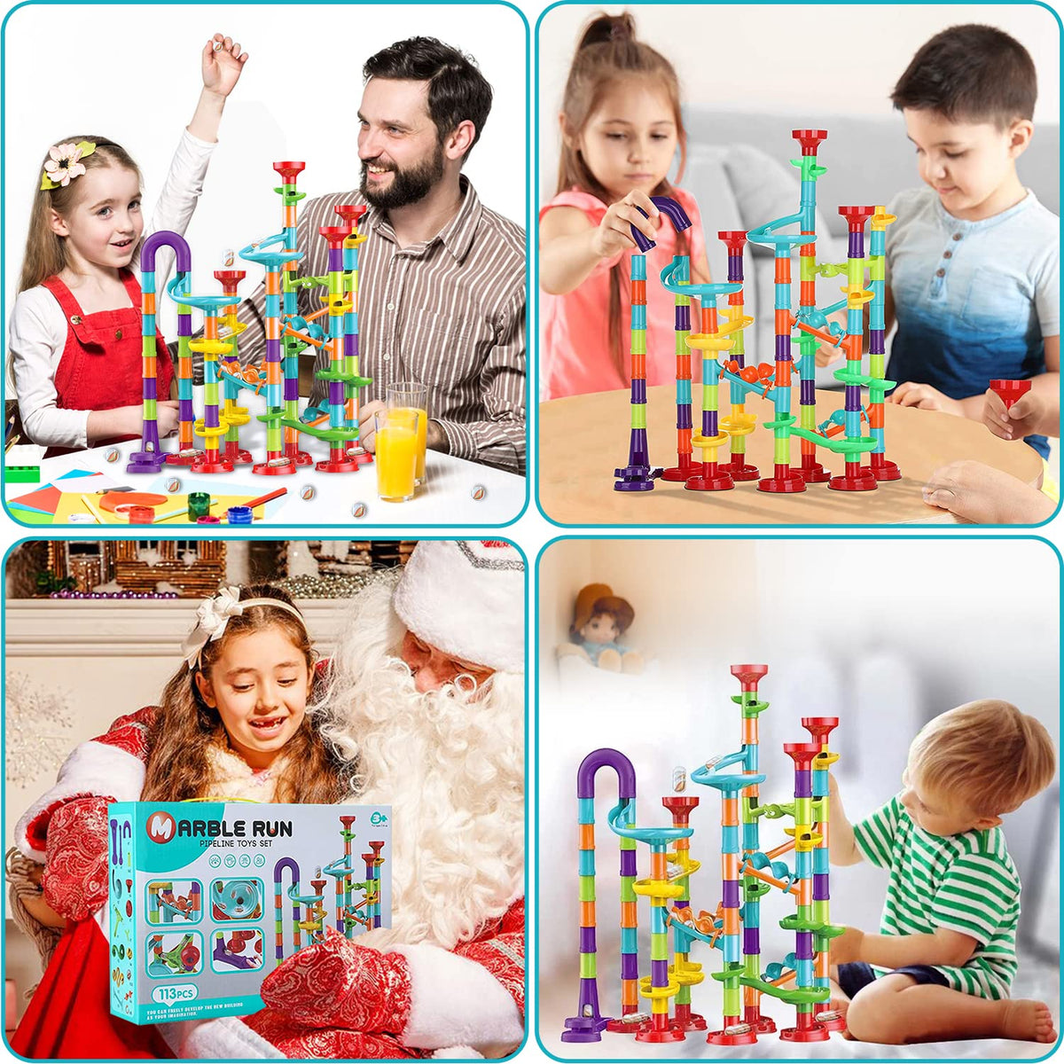 Yunnyp 113PCS Marble Run Race Coaster Set,Marble Run for Kids Ages 4-8 - Maze Game DIY Educational Playset Birthday Gift for Ages 3+