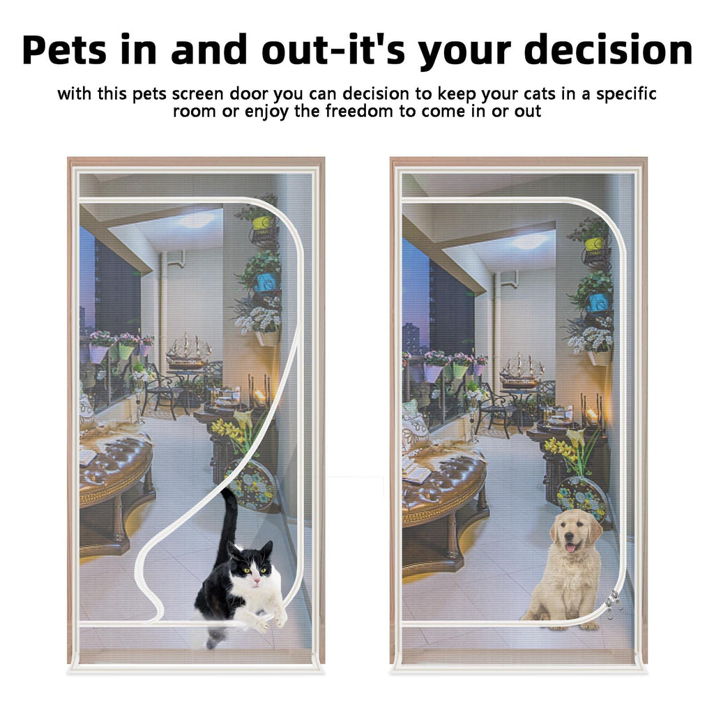 Yunnyp Reinforced Cat Screen Door, 33”X82” Cat Resistant Scratch Proof Mesh Screen Door with Zipper for Living Room,Kitchen,Bedroom, Living Room,Patio Door