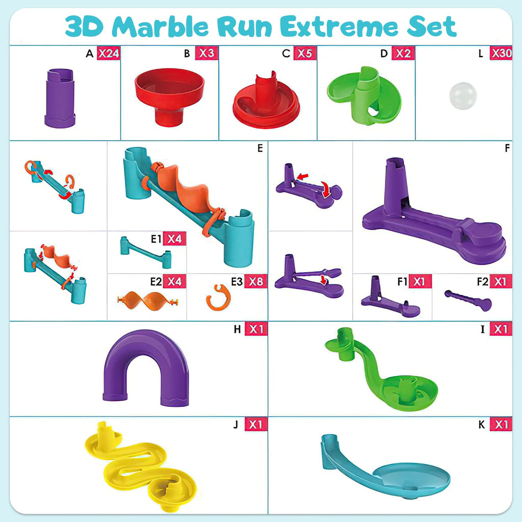 Yunnyp 113PCS Marble Run Race Coaster Set,Marble Run for Kids Ages 4-8 - Maze Game DIY Educational Playset Birthday Gift for Ages 3+