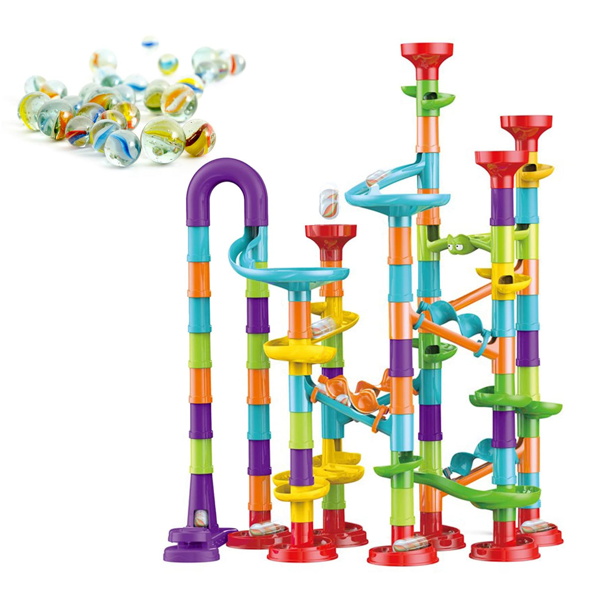 Yunnyp 113PCS Marble Run Race Coaster Set,Marble Run for Kids Ages 4-8 - Maze Game DIY Educational Playset Birthday Gift for Ages 3+