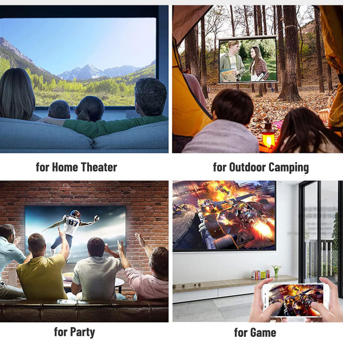 Yunnyp Mini Projector 1080P Portable Projector, Small Movie Proyector for Home Theater/Car Cinema, Support Audio/USB/AV/TF for PS4 Laptop TV