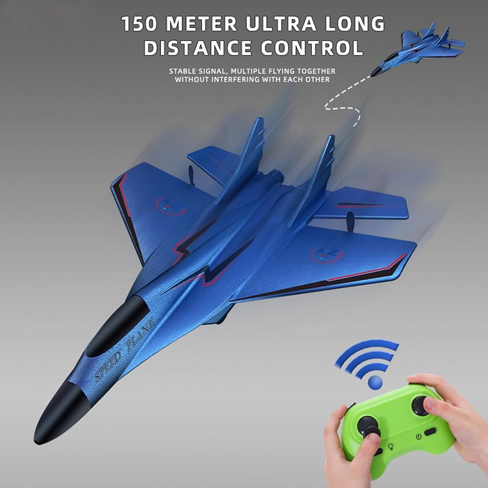 Yolispa RC Plane for Kids, 2.4Ghz Remote Control Airplane Toy with Colorful LED Lights, Foam RC Plane Ready to Fly Toy for Kids Adult Beginner, Yellow