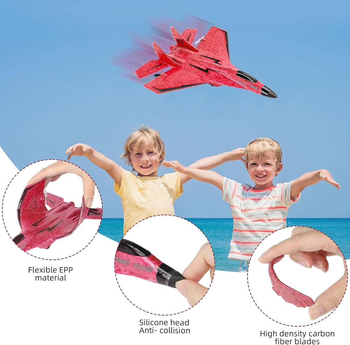 Yolispa RC Plane for Kids, 2.4Ghz Remote Control Airplane Toy with Colorful LED Lights, Foam RC Plane Ready to Fly Toy for Kids Adult Beginner, Yellow