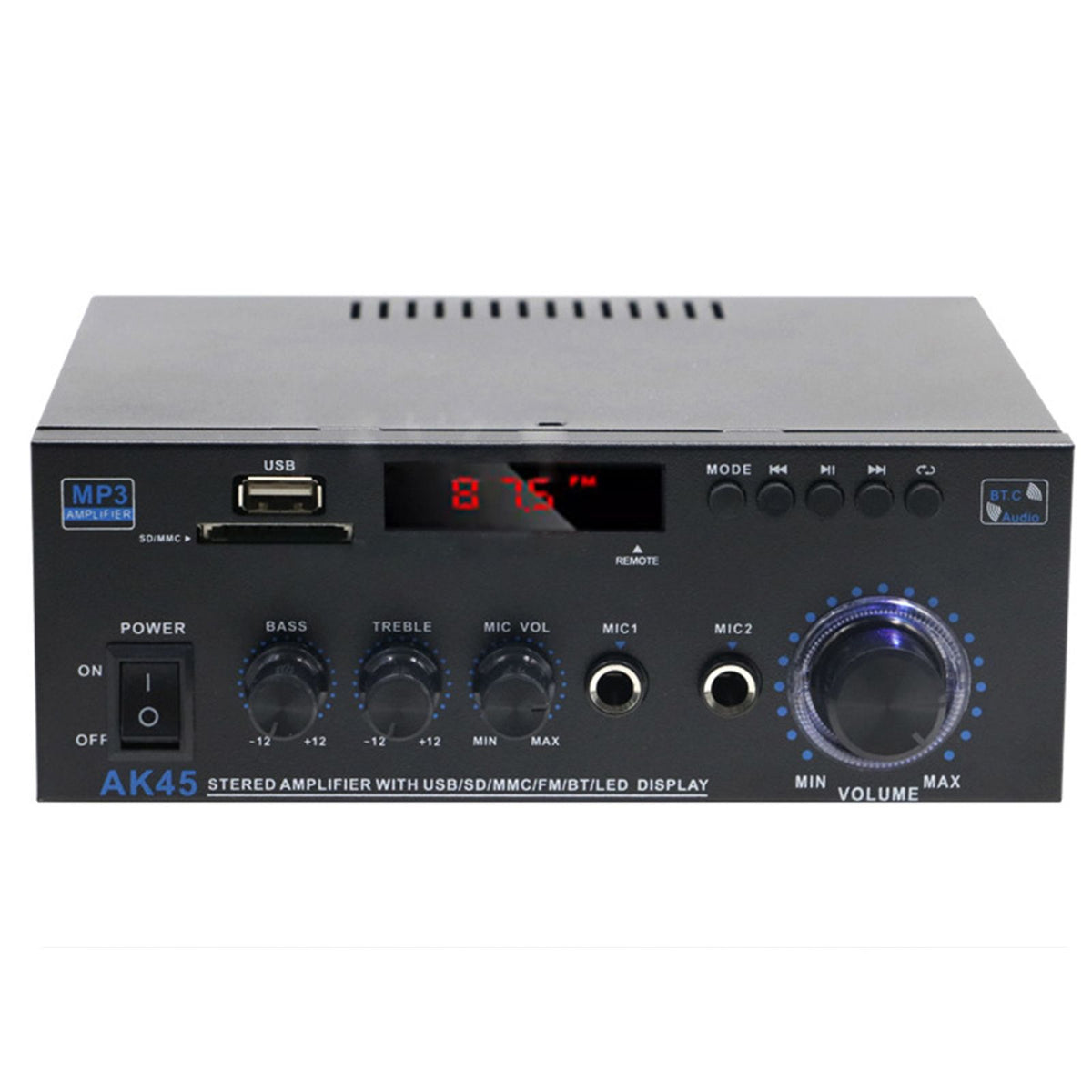 Yolispa Stereo Amplifier Receiver, Wireless Bluetooth Stereo Power Amplifier,AK45 Stereo Audio Amplifier Receiver 2 Channel,HiFi Power Amplifier Home Theater Stereo Receiver for Home Speaker