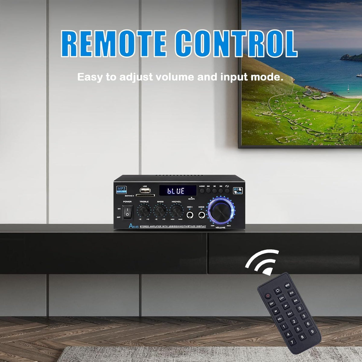 Yolispa Stereo Amplifier Receiver, Wireless Bluetooth Stereo Power Amplifier,AK45 Stereo Audio Amplifier Receiver 2 Channel,HiFi Power Amplifier Home Theater Stereo Receiver for Home Speaker