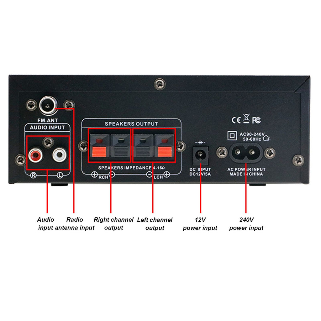 Yolispa Stereo Amplifier Receiver, Wireless Bluetooth Stereo Power Amplifier,AK45 Stereo Audio Amplifier Receiver 2 Channel,HiFi Power Amplifier Home Theater Stereo Receiver for Home Speaker