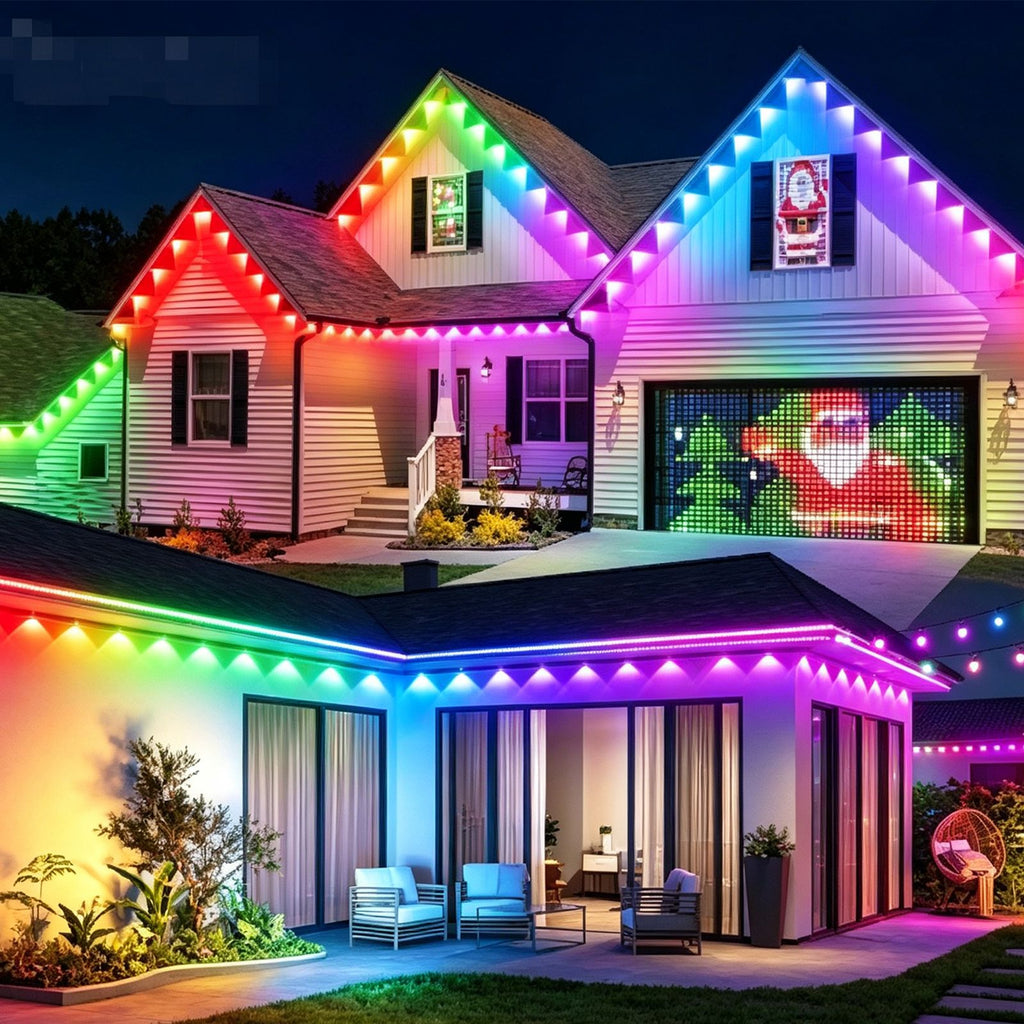 Yolispa 200ft Permanent Outdoor Lights RGBIC Smart Eave Lights, IP67 Waterproof App/Remote Control LED String for Patio Holiday Party, IC Control and Scene Modes for Halloween Christmas Decor