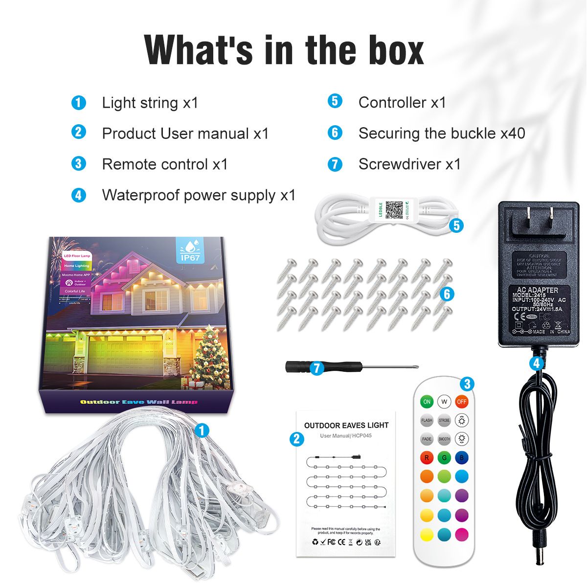 Yolispa 200ft Permanent Outdoor Lights RGBIC Smart Eave Lights, IP67 Waterproof App/Remote Control LED String for Patio Holiday Party, IC Control and Scene Modes for Halloween Christmas Decor
