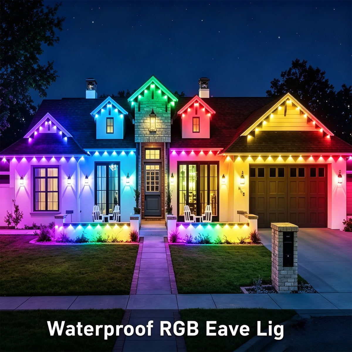 Yolispa 200ft Permanent Outdoor Lights RGBIC Smart Eave Lights, IP67 Waterproof App/Remote Control LED String for Patio Holiday Party, IC Control and Scene Modes for Halloween Christmas Decor