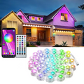 Yolispa 50FT Permanent Outdoor Lights for House, IP67 Waterproof Smart RGB Eaves String Lights with App/Remote Control, 25 RGB LED String Lights for Roof Patio Eave Party Decor
