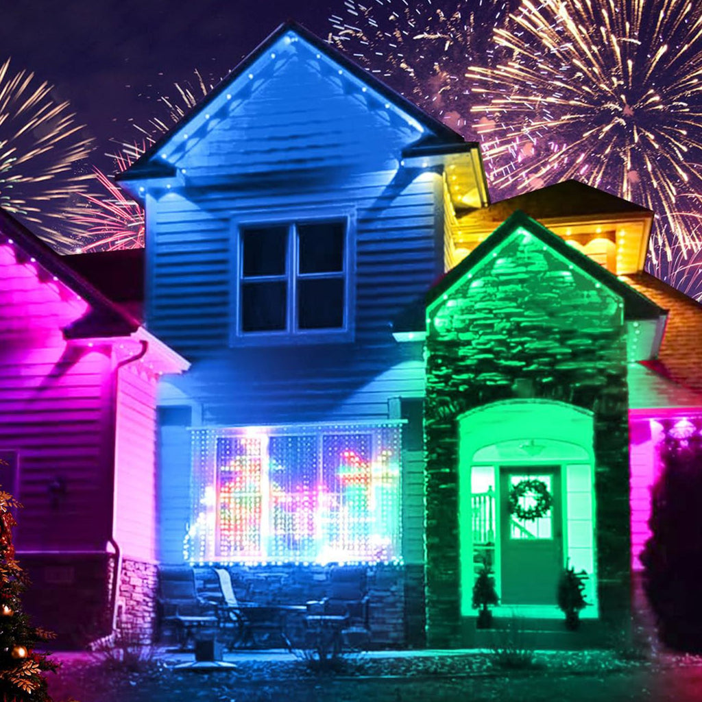 Yolispa 50FT Permanent Outdoor Lights for House, IP67 Waterproof Smart RGB Eaves String Lights with App/Remote Control, 25 RGB LED String Lights for Roof Patio Eave Party Decor