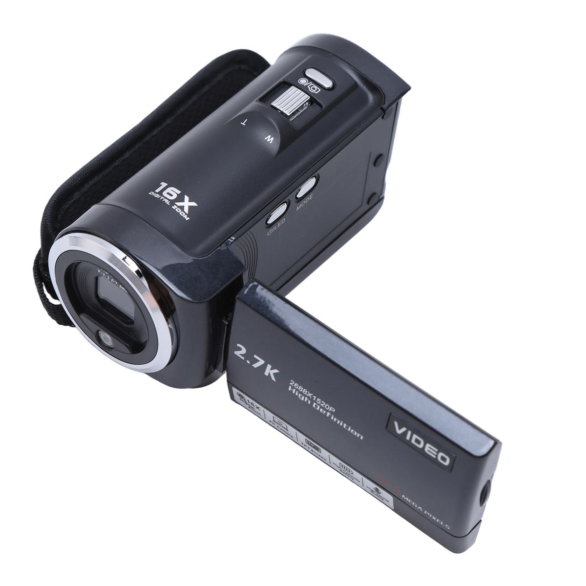 Yolispa 2.7K Video Camera Camcorder, 56MP Digital Vlogging Camera with 16X Zoom, Webcam Mode, 270° Rotatable Screen, 2 Batteries & 32GB SD Card for Travel YouTube Live Streaming