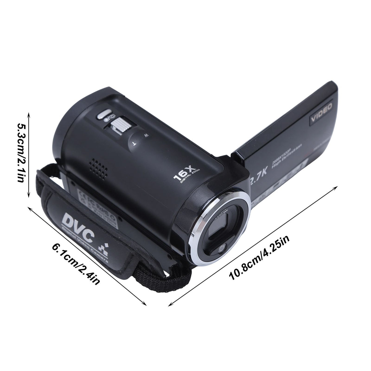 Yolispa 2.7K Video Camera Camcorder, 56MP Digital Vlogging Camera with 16X Zoom, Webcam Mode, 270° Rotatable Screen, 2 Batteries & 32GB SD Card for Travel YouTube Live Streaming