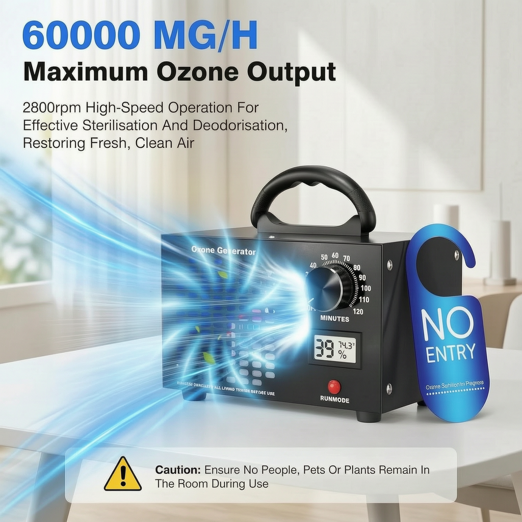Yolispa Ozone Generator, 60,000mg/h Ozone Maker Commercial Odor Eliminator, Household Air Purifying Deodorizer for Smoke Pet Cooking Odor Removal for Car Garage Basement