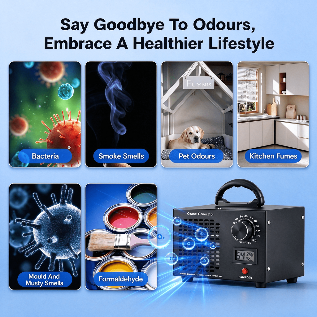 Yolispa Ozone Generator, 60,000mg/h Ozone Maker Commercial Odor Eliminator, Household Air Purifying Deodorizer for Smoke Pet Cooking Odor Removal for Car Garage Basement