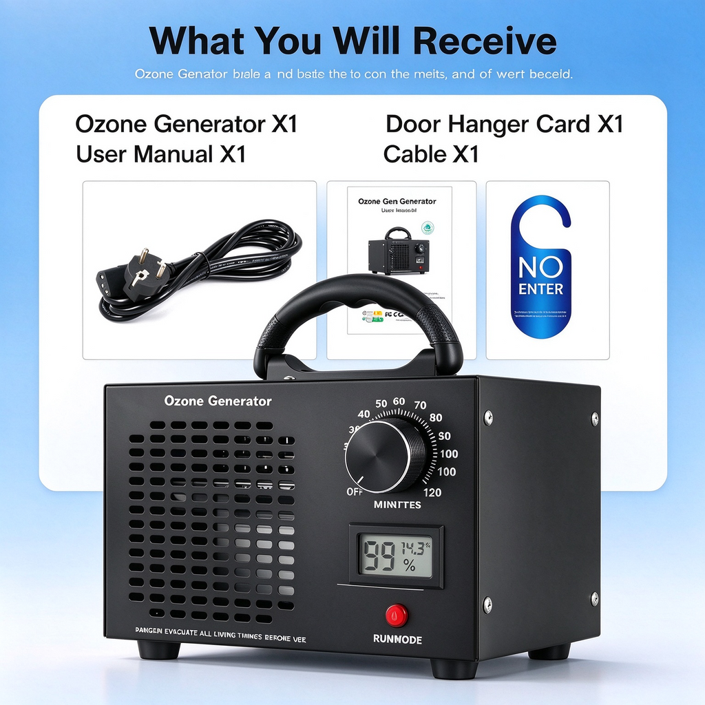 Yolispa Ozone Generator, 60,000mg/h Ozone Maker Commercial Odor Eliminator, Household Air Purifying Deodorizer for Smoke Pet Cooking Odor Removal for Car Garage Basement