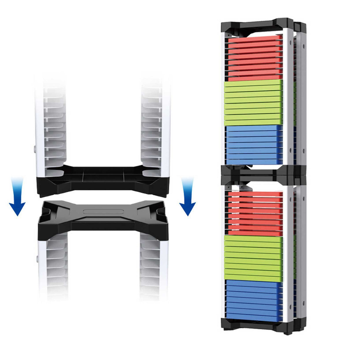 Yolispa Video Game Storage Tower, Universal DVD and Blu-Ray Disks Holder Organizer for 46 Games Storage ABS Stand Compatible with PS5 PS4 Xbox Switch Games Gamer Gifts