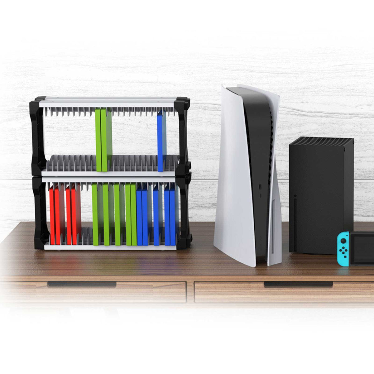 Yolispa Video Game Storage Tower, Universal DVD and Blu-Ray Disks Holder Organizer for 46 Games Storage ABS Stand Compatible with PS5 PS4 Xbox Switch Games Gamer Gifts