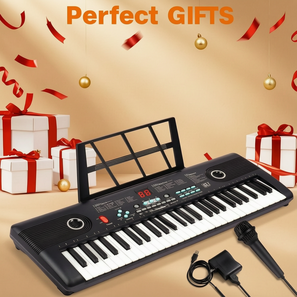 Yolispa 61 Key Keyboard Piano for Kids Beginners, Portable Electronic Digital Piano with Built-in Microphone, Sheet Music Stand & Power Adapter, 100 Tones & Rhythms, Recording Function, Perfect Gift