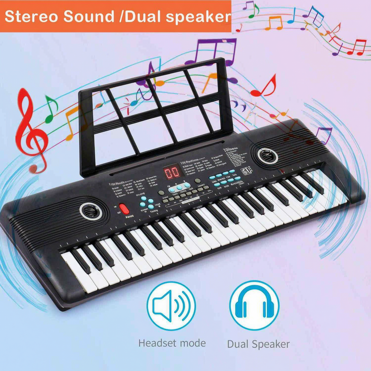 Yolispa 61 Key Keyboard Piano for Kids Beginners, Portable Electronic Digital Piano with Built-in Microphone, Sheet Music Stand & Power Adapter, 100 Tones & Rhythms, Recording Function, Perfect Gift