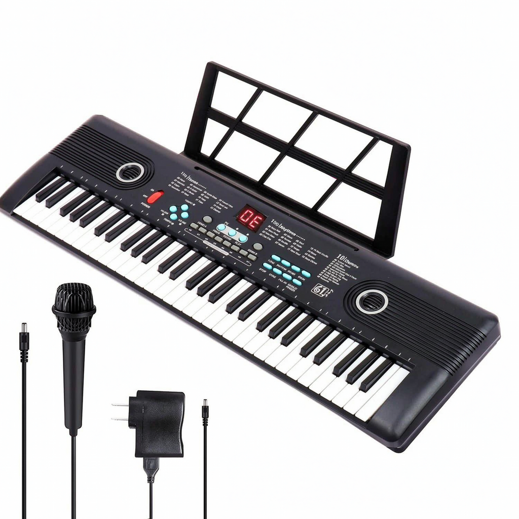 Yolispa 61 Key Keyboard Piano for Kids Beginners, Portable Electronic Digital Piano with Built-in Microphone, Sheet Music Stand & Power Adapter, 100 Tones & Rhythms, Recording Function, Perfect Gift