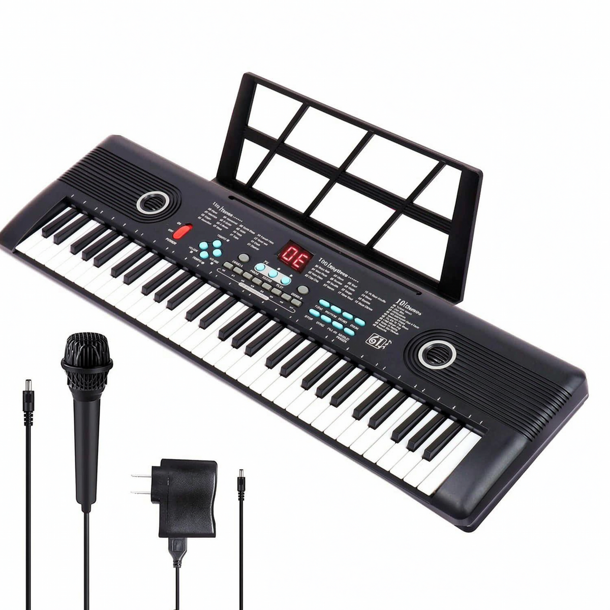 Yolispa 61 Key Keyboard Piano for Kids Beginners, Portable Electronic Digital Piano with Built-in Microphone, Sheet Music Stand & Power Adapter, 100 Tones & Rhythms, Recording Function, Perfect Gift
