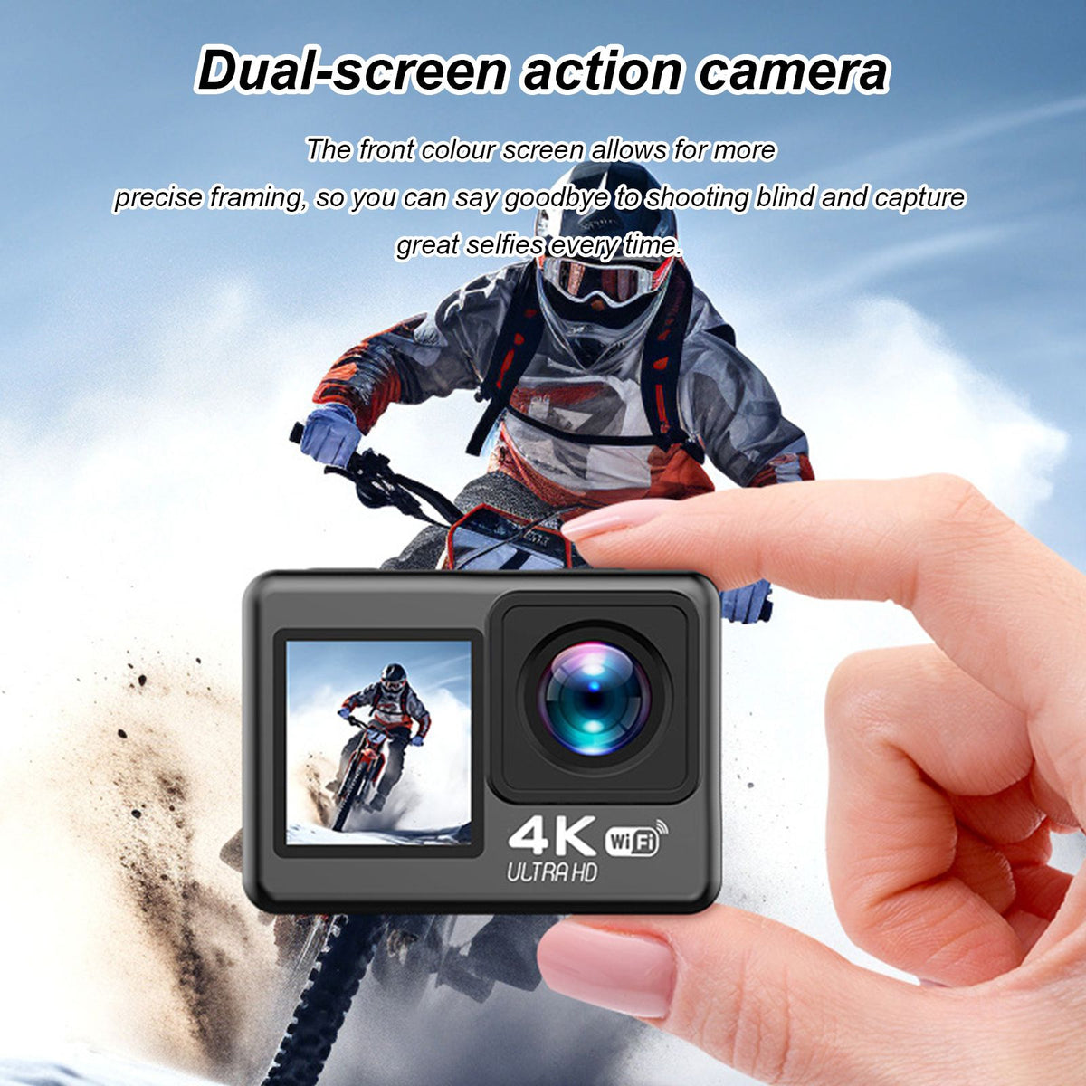 Yolispa 4K Action Camera, 30fps Ultra HH Video 20MP Photo EIS Stabilization, WiFi App Control,170° Wide Angle, Waterproof 30M Underwater Camera with Accessories Kit